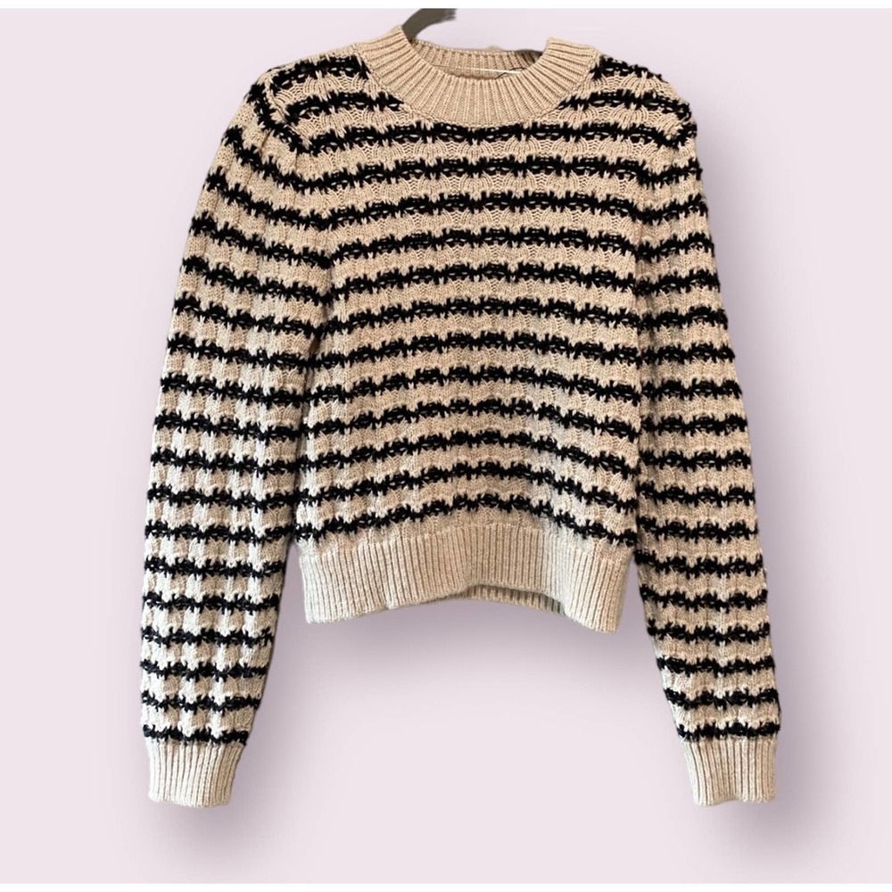 Mango Black & White Striped Sweater Size- Medium - 23